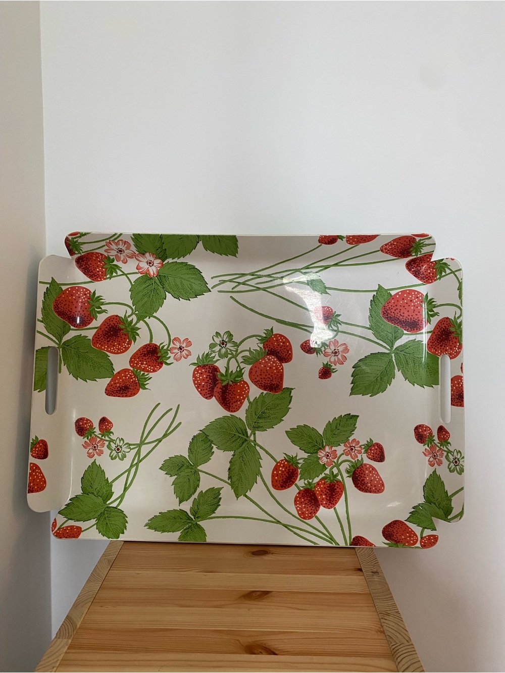 Mid-Century White Strawberry Editions Acrylic Tray